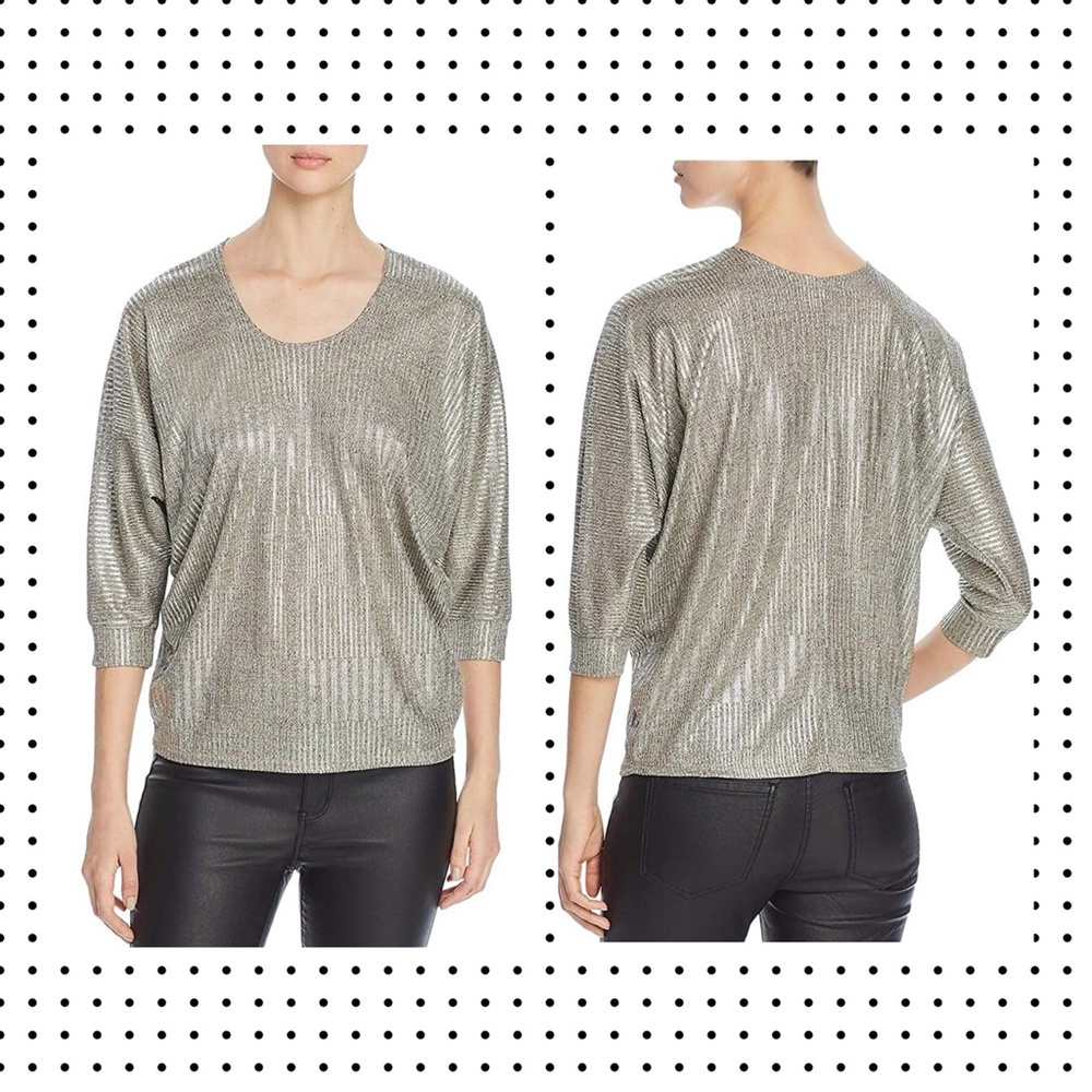 NWOT Kim & Cami - Ribbed Metallic Dolman Top 2X
